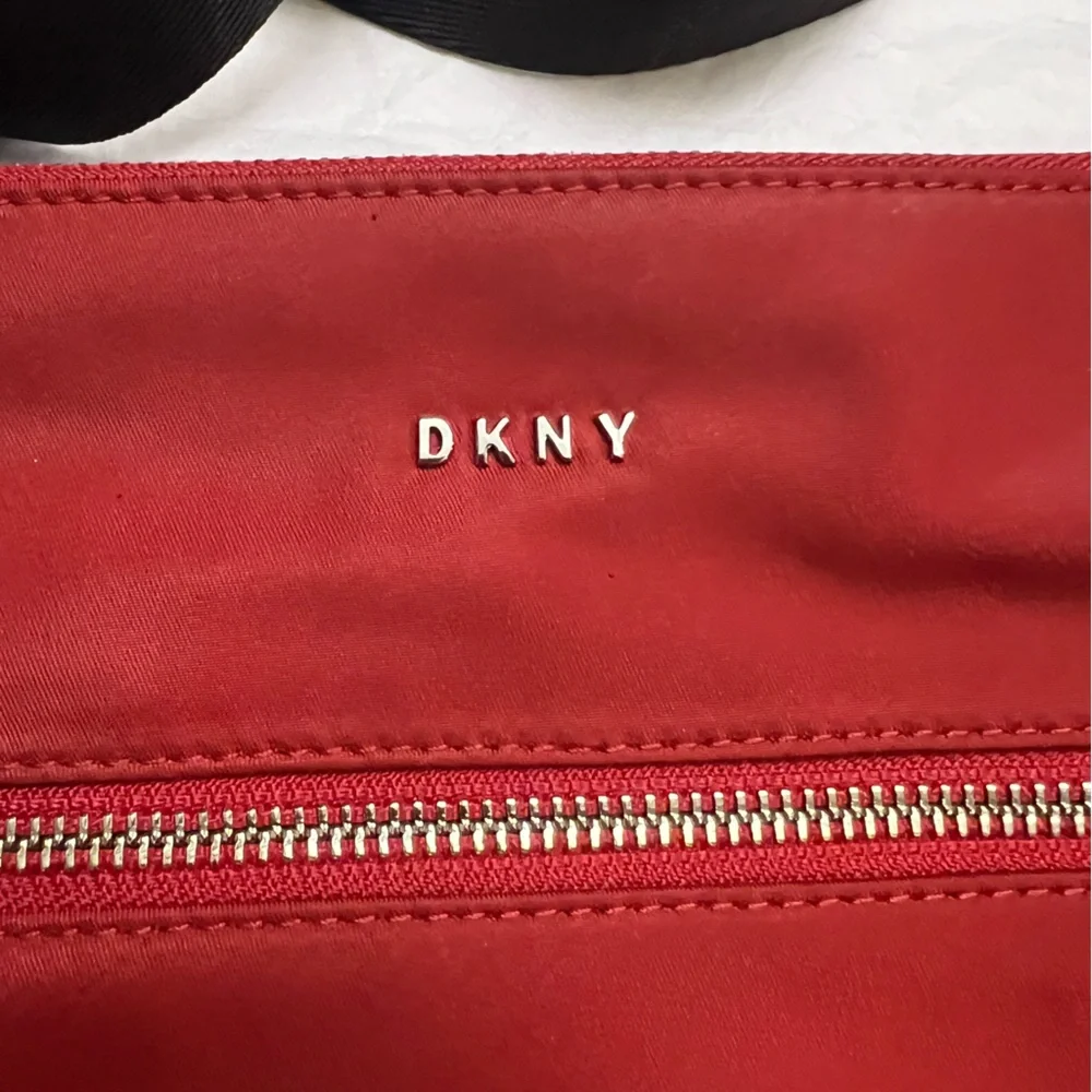 DKNY Gia Red with Black Strap Nylon Crossbody bag
